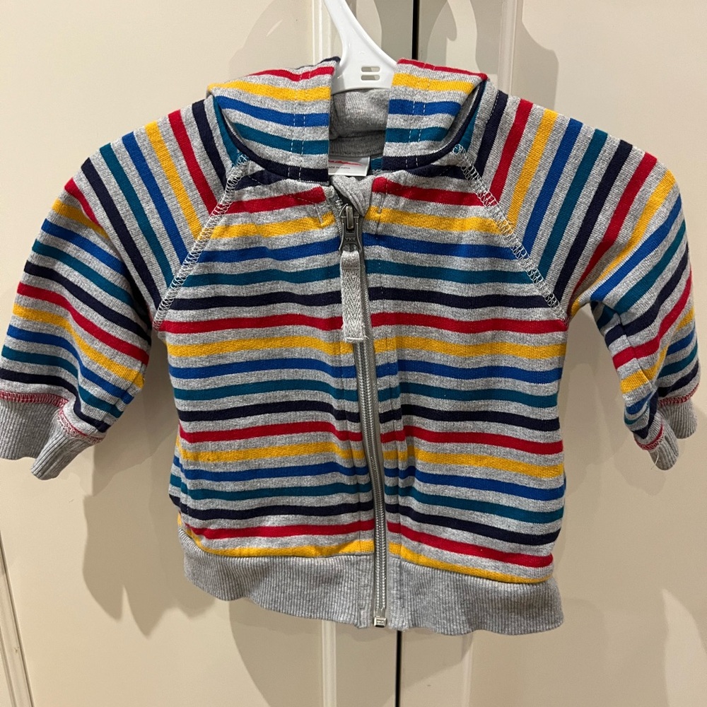 Hanna Anderson Striped Multicolor Baby Hoodie with ears 6-12m